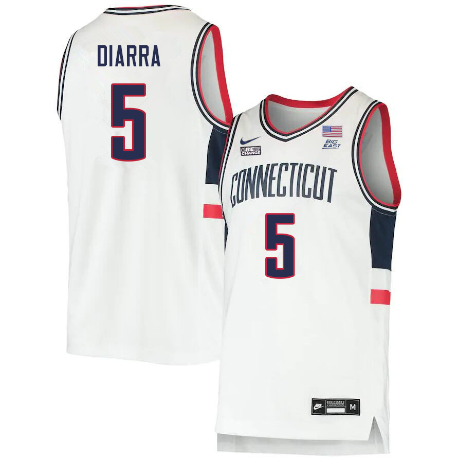 Men #5 Hassan Diarra Uconn Huskies College 2022-23 Basketball Stitched Jerseys Sale-White